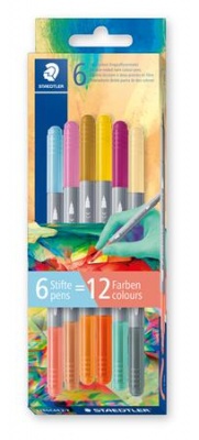 Rostirón készlet, 1/3 mm, kétvégű, kimosható, STAEDTLER® "3280", Multiverzum 2, 6 különböző szín